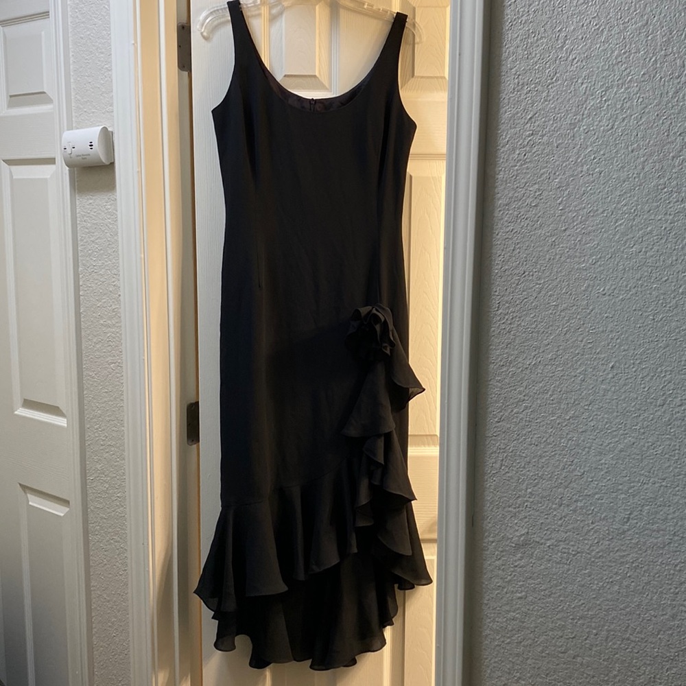 A.b.s by Allen Schwartz evening collection black ruffled dress